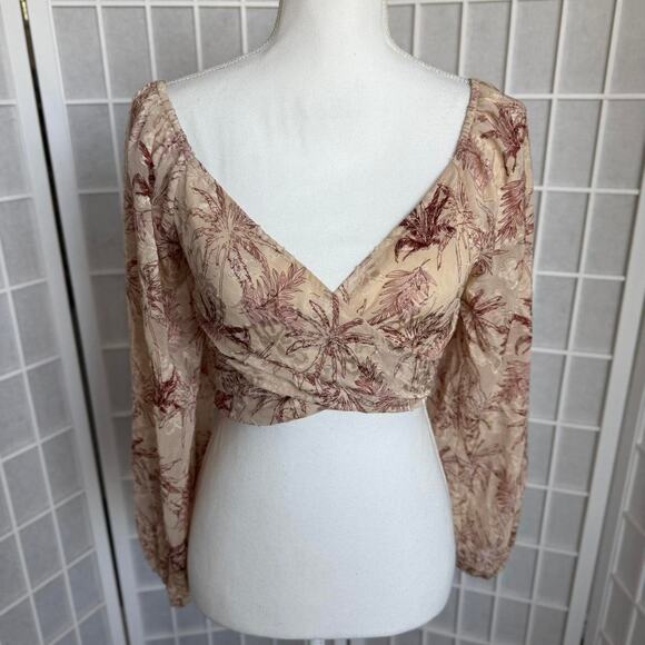 ACOA Floral Long Sleeve Tie Back Top | Small - Picture 1 of 5